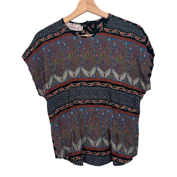 Vtg. Marsha Brander for Componix Women's Sz 10 Boho Floral Paisley Top 80s 90s - Picture 1 of 9